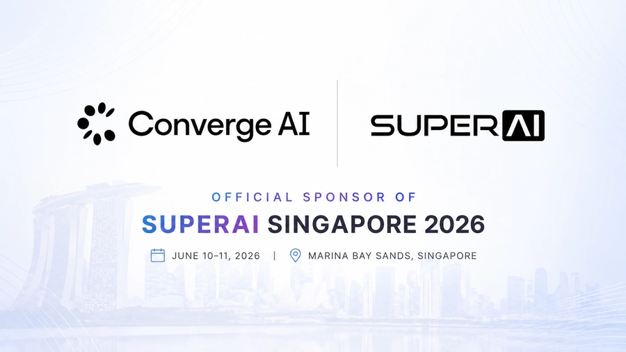Converge AI official sponsor banner at SuperAI Singapore 2026